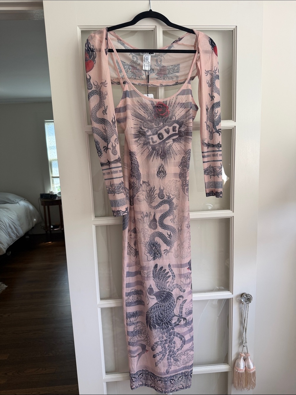 FASHION NOVA GORGEOUS MAXI DRESS WITH DETACHABLE SLEEVES
